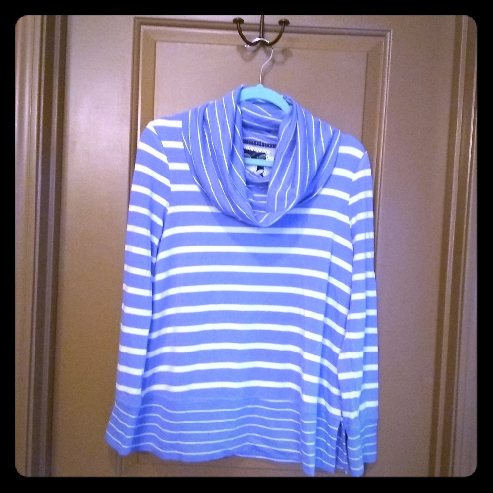 Cupio Blush Dream Striped Cowlneck Sweater